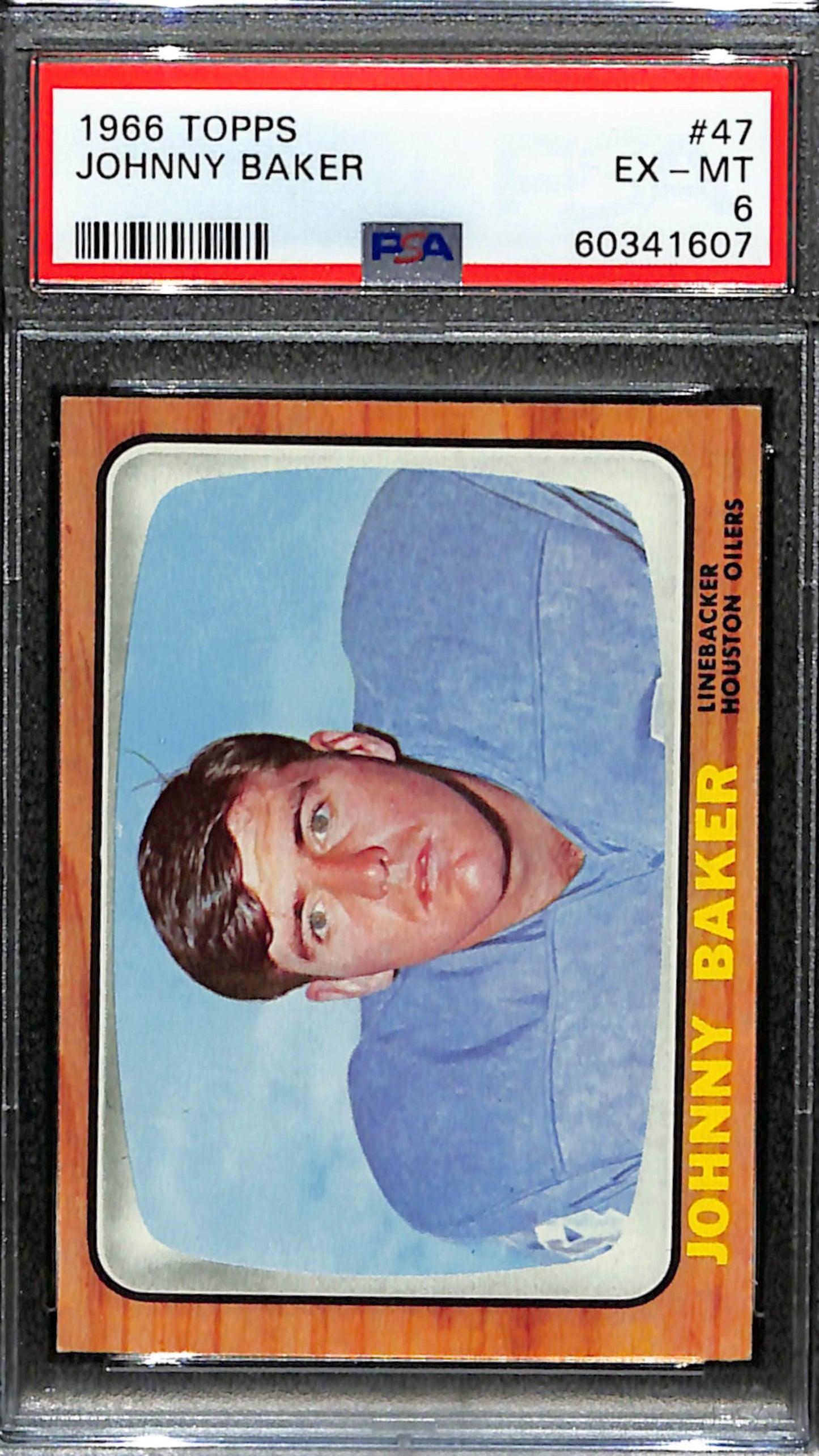 Johnny Baker 1966 Topps Card #47 Oilers PSA 6 BA209154