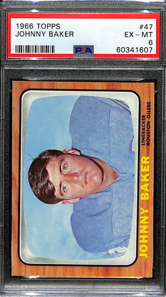 Johnny Baker 1966 Topps Card #47 Oilers PSA 6 BA209154