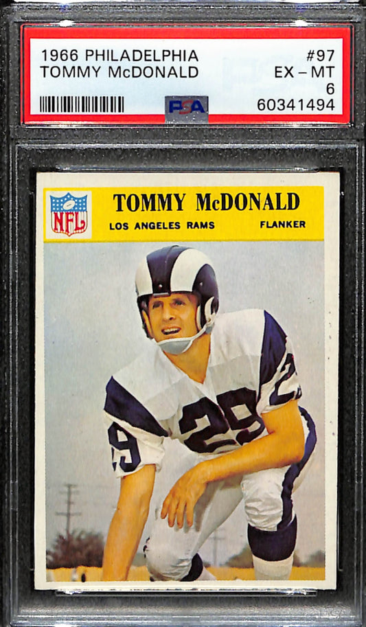 Tommy McDonald HOF 1966 Philadelphia Card #97 Rams PSA 6 BA209155