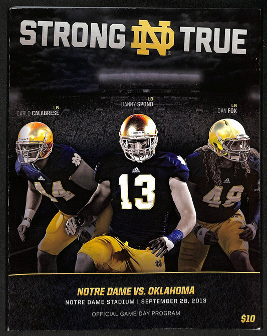 September 28, 2013 NCAA Football Game Program Notre Dame vs. Oklahoma 208681