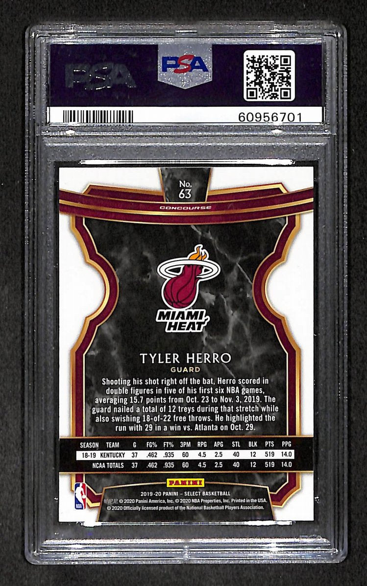 Tyler Herro 2019 Panini Select RC Card #63 Miami Heat PSA 9 BA209234