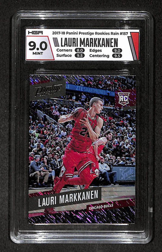 Lauri Markkanen 2017-18 Panini Prestige Rookies Rain Card #157 HGA 9.0 BA209236