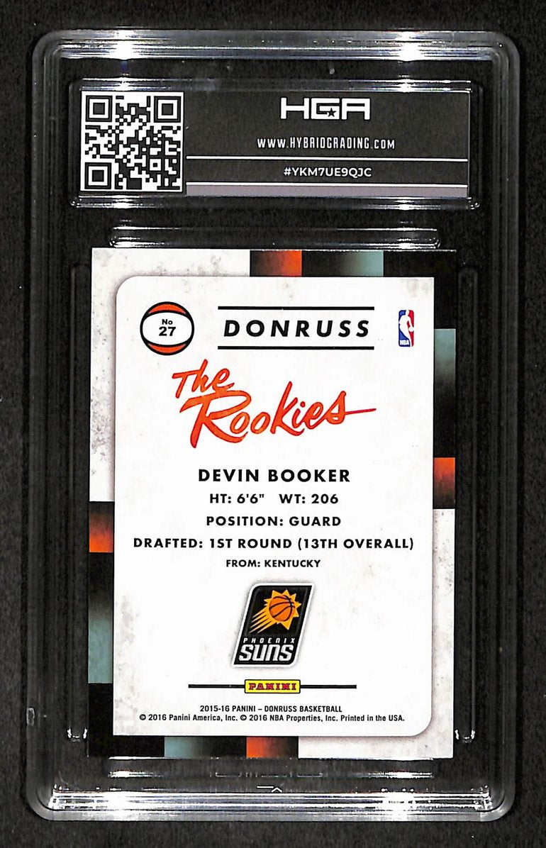 Devin Booker 2015-16 Panini Donruss The Rookies Card #27 Suns HGA 9.0 BA209237
