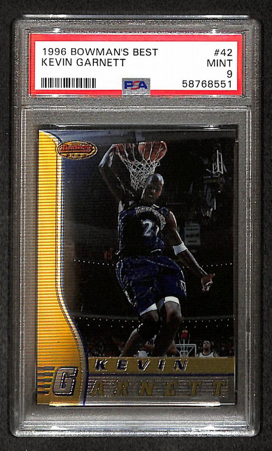 Kevin Garnett HOF 1996 Bowman's Best Card #42 Timberwolves PSA 9 BA209239