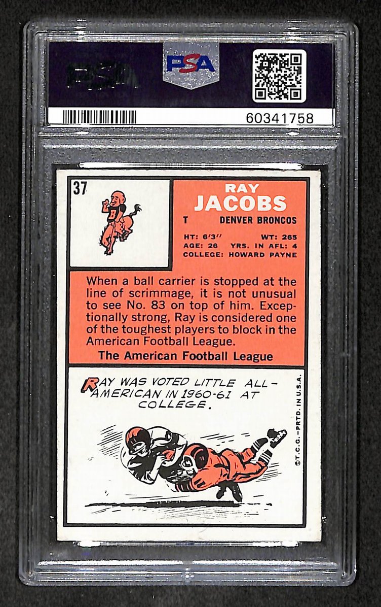 Ray Jacobs 1966 Topps Card # 37 Broncos PSA 4 BA209243