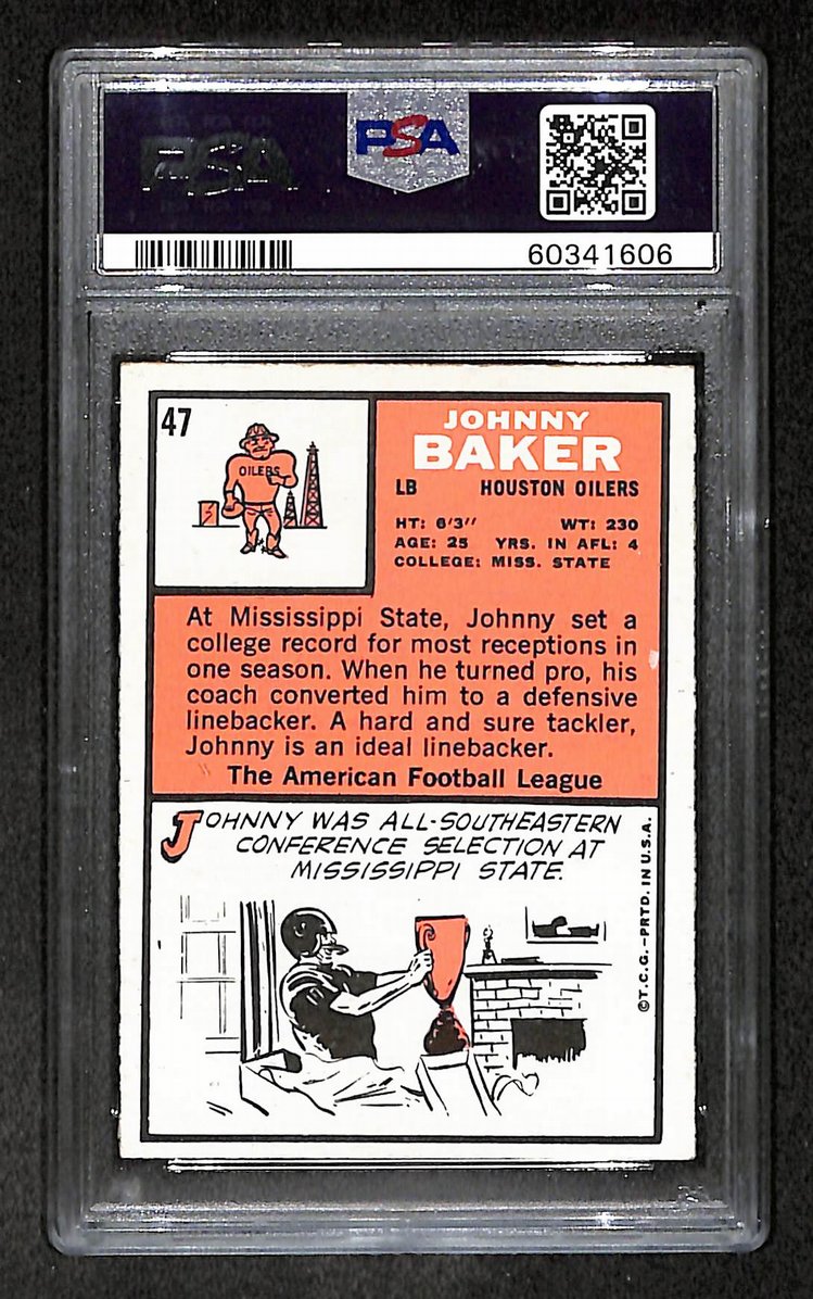Johnny Baker 1966 Topps Card #47 Oilers PSA 5 BA209245