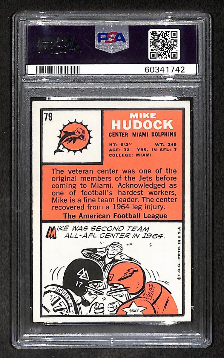 Mike Hudock 1966 Topps Card #79 Dolphins PSA 5 BA209247