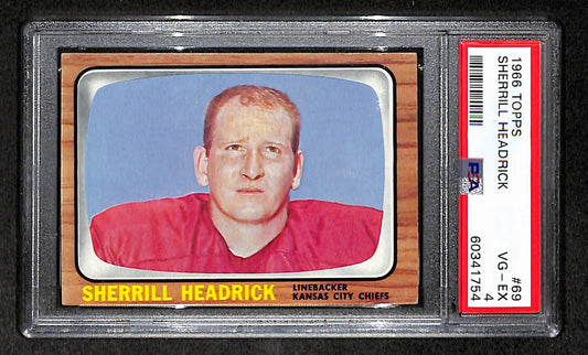 Sherrill Headrick 1966 Topps Card #69 Chiefs PSA 4 BA209257