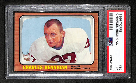 Charles Hennigan 1966 Topps Card #57 Oilers PSA 5 BA209262