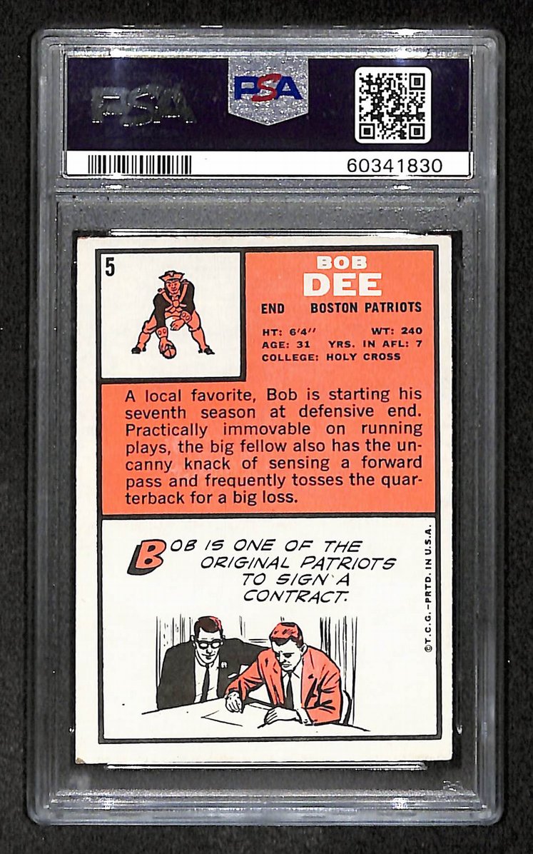 Bob Dee 1966 Topps Card #5 Patriots PSA 4 BA209266