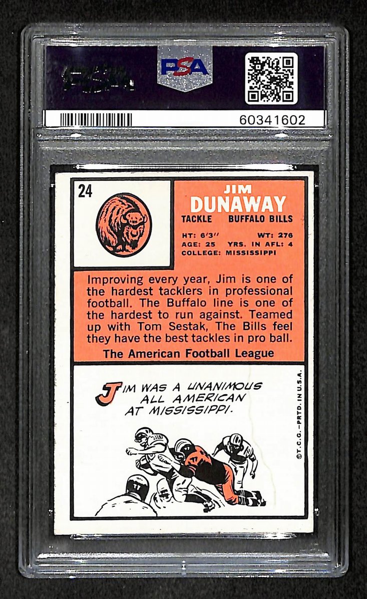 Jim Dunaway 1966 Topps Card #24 Bills PSA 4 BA209273