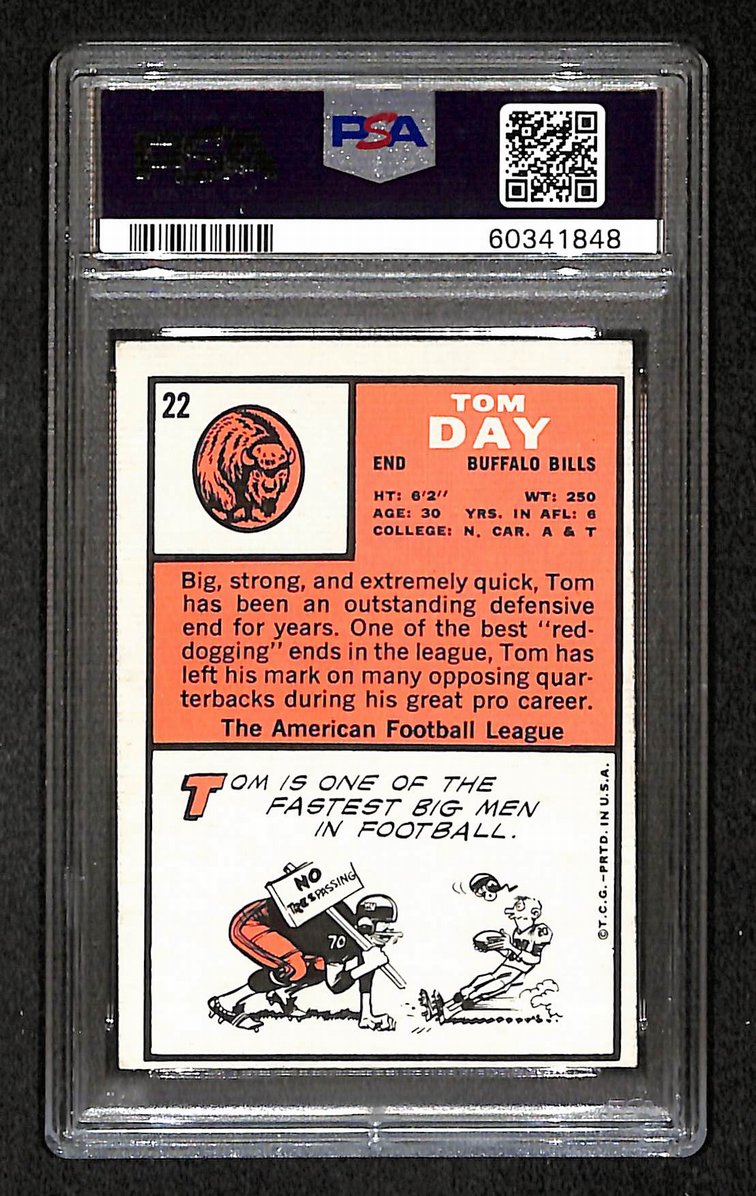 Tom Day 1966 Topps Card #22 Bills PSA 4 BA209274