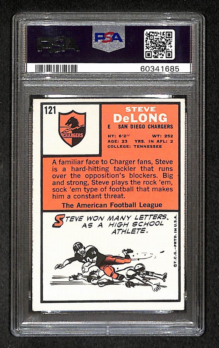 Steve DeLong 1966 Topps Card #121 Chargers PSA 5 BA209278