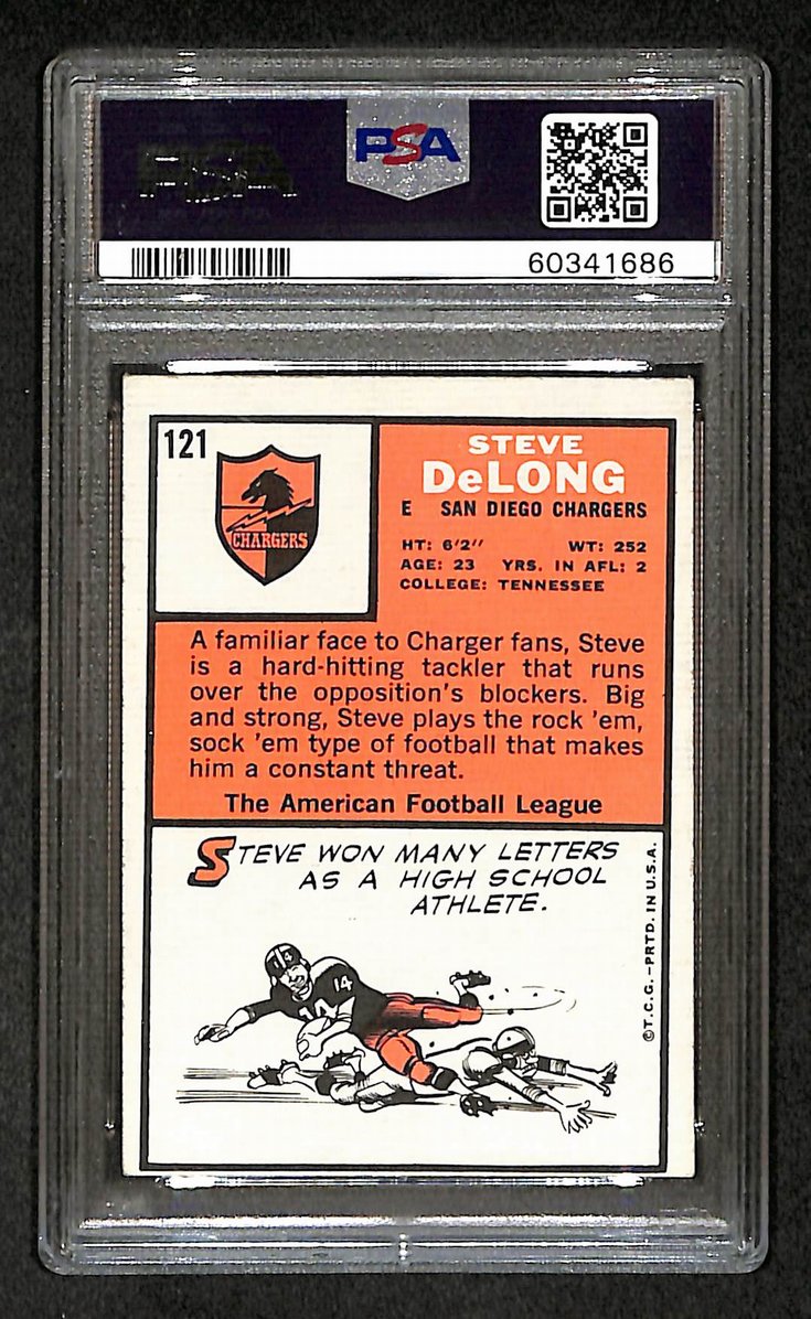 Steve DeLong 1966 Topps Card #121 Chargers PSA 4 BA209279