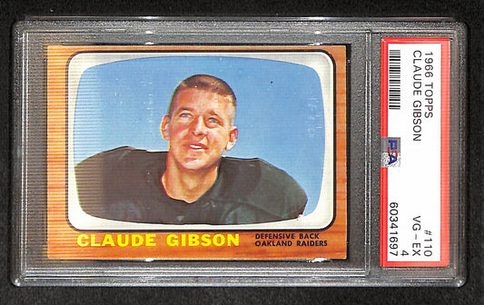 Claude Gibson 1966 Topps Card #110 Raiders PSA 4 BA209280