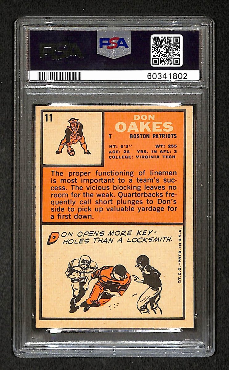 Don Oakes 1966 Topps Card #11 Patriots PSA 5 BA209281