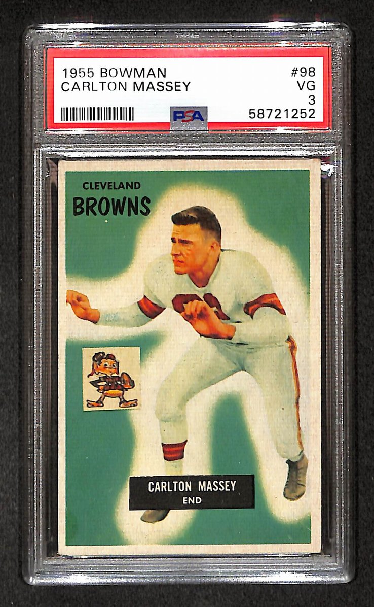 Carlton Massey 1955 Bowman Card #98 Browns PSA 3 BA209287