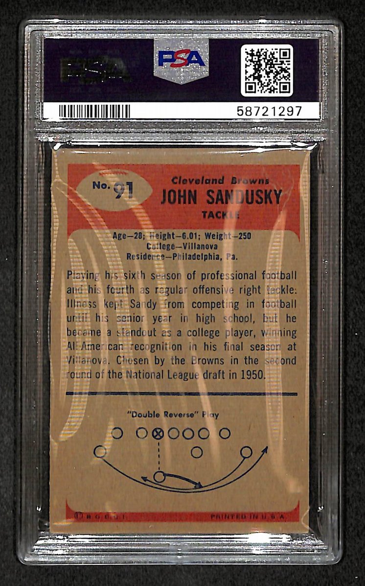John Sandusky 1955 Bowman Card #91 Browns PSA 4 BA209289