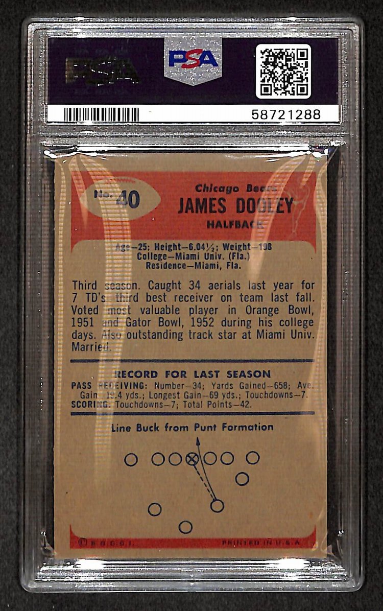 Jim Dooley 1955 Bowman Card #40 Bears PSA 4 BA209297