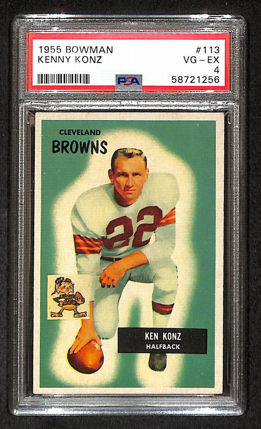 Kenny Konz 1955 Bowman Card #113 Browns PSA 4 BA209306