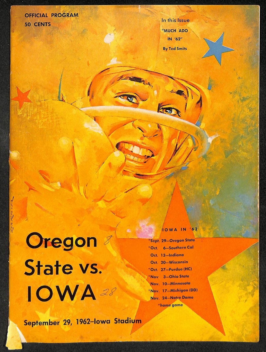 1962 Oregon St vs Iowa - Iowa Stadium Official Program Terry Baker Heisman 09315