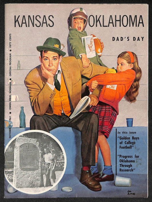 1961 Kansas vs Oklahoma - Owen Field Official Program Dad's Day 209318
