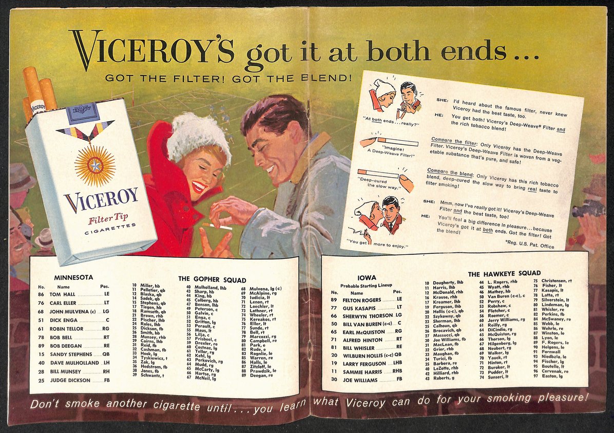 1961 Minnesota vs Iowa - Iowa Stadium Official Program Dad's Day 209319