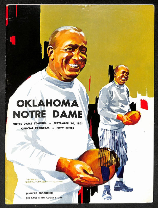 1961 Oklahoma vs Notre Dame -  Notre Dame Stadium Official Program Rockne 209322
