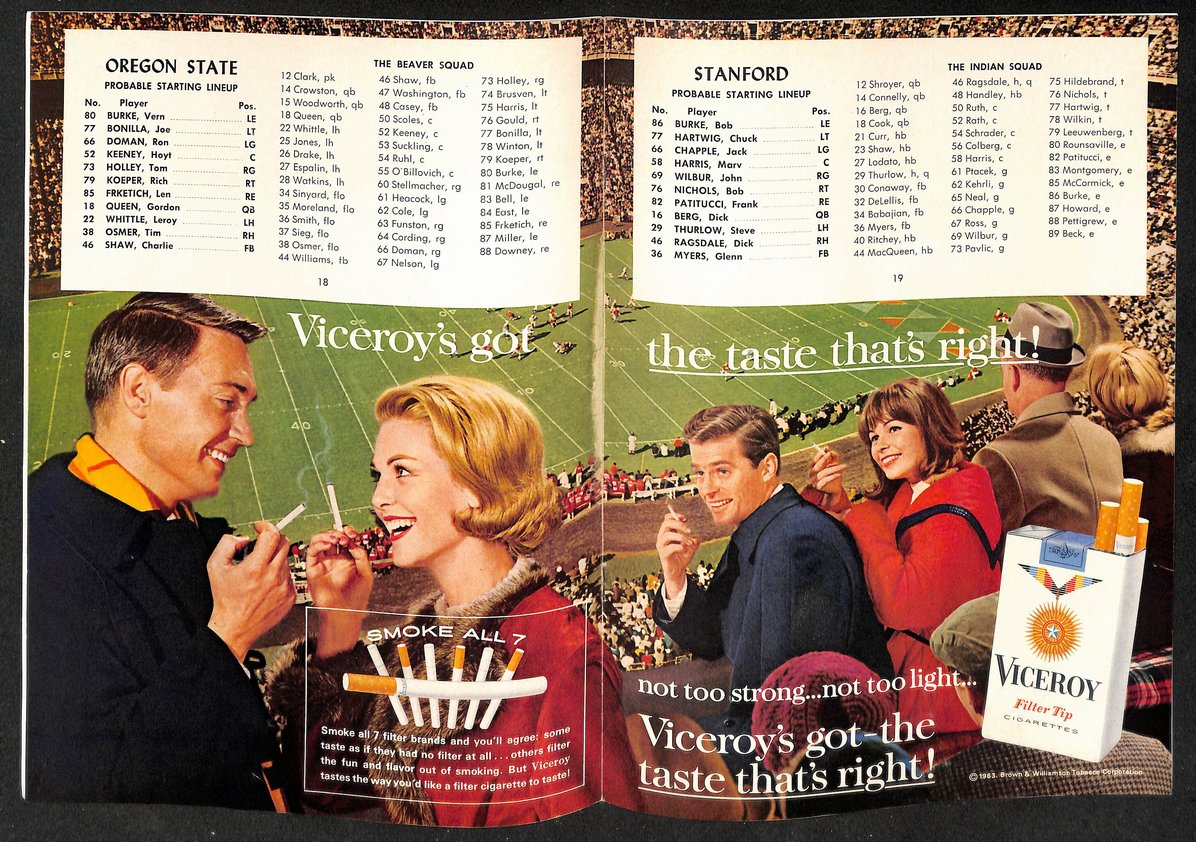 1963 Oregon St vs Stanford - Park Stadium Official Program Clean 209323