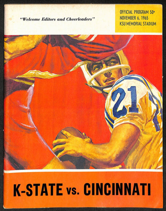1965 K-State vs Cincinnati - KSU Memorial Stadium Official Program Clean 209329
