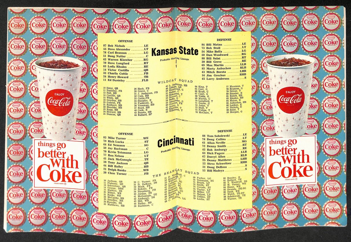1965 K-State vs Cincinnati - KSU Memorial Stadium Official Program Clean 209329