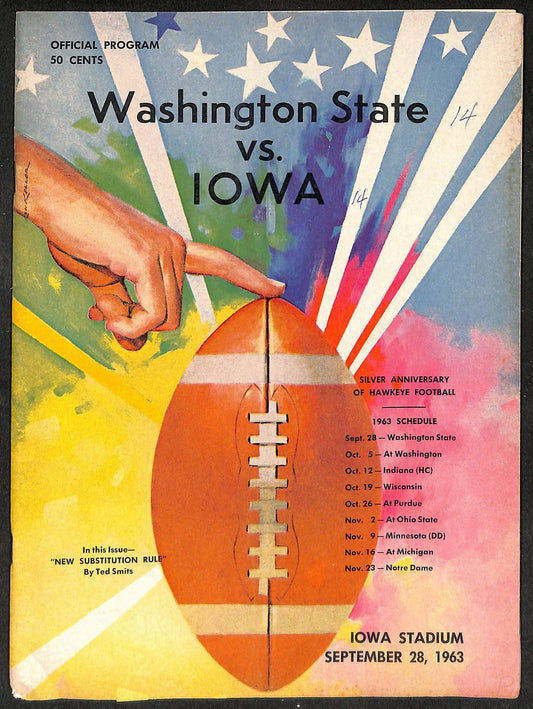 1963 Washington State vs Iowa - Iowa Stadium Official Program 209335