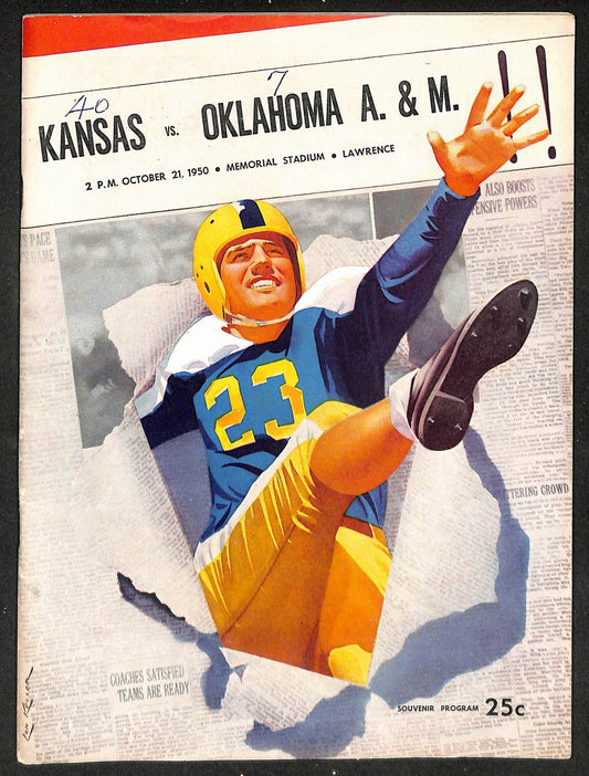 1950 Kanas vs Oklahoma A&M - Memorial Stadium Official Program 209338
