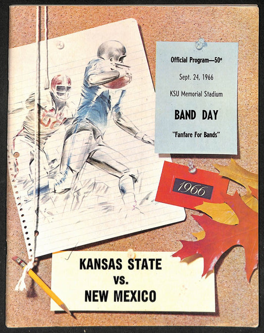 1966 Kansas State vs New Mexico - KSU Memorial Stadium Official Program Clean 40