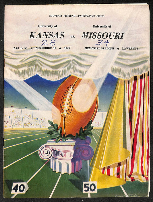 1949 Kansas vs Missouri - Memorial Stadium Official Program 209344