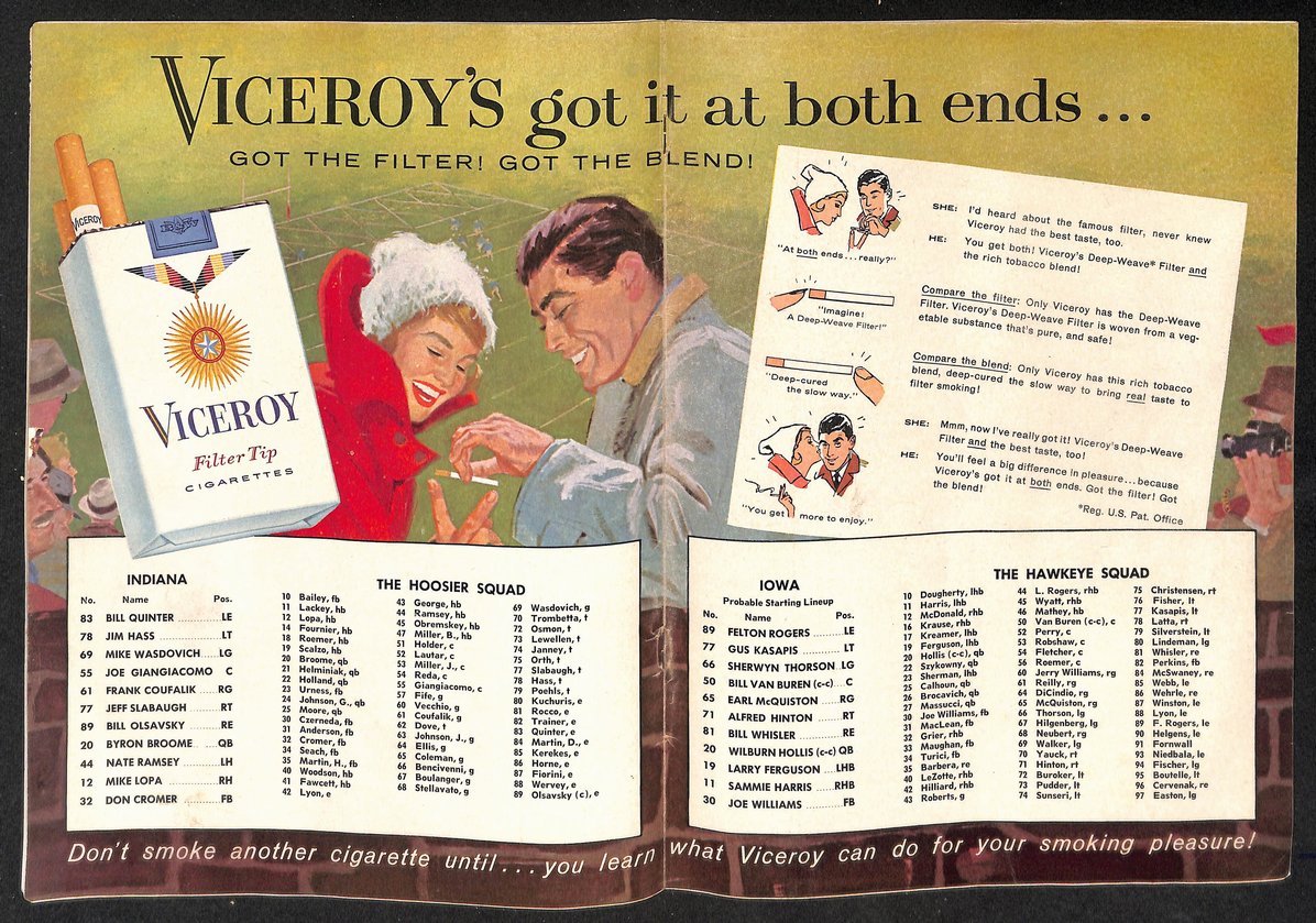 1961 Indiana vs Iowa - Iowa Stadium Official Program 209326