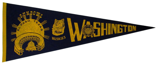 Vintage Sun Bowl Felt Pennant 12x30 Washington University Huskies 208187