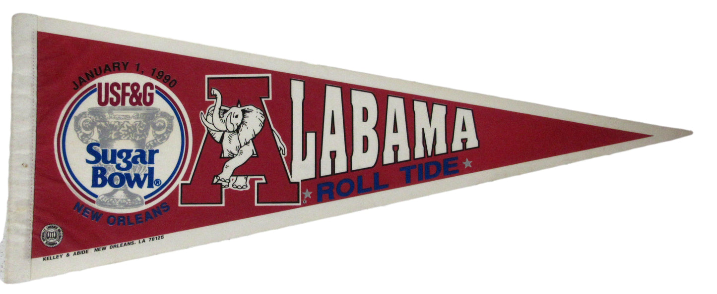 1990 USF&G Sugar Bowl Felt Pennant 12x30 Alabama Roll Tide 208188