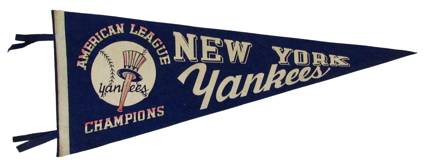 1950's-60's New York Yankees Americal League Champs Felt Pennant 12x27 208192