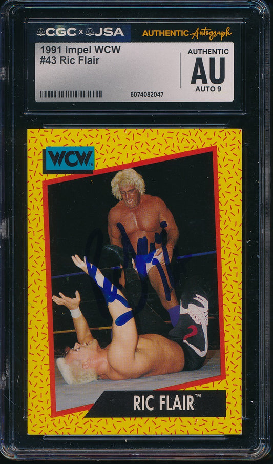 Ric Flair Signed/Auto 1991 Impel WCW Card #43 CGC/JSA Auto 9 199111