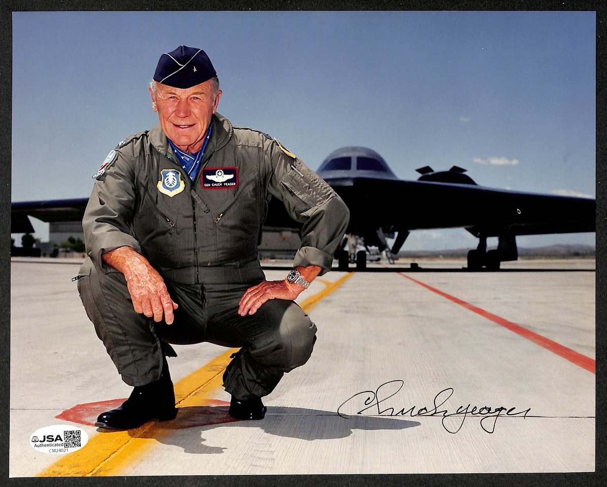 Chuck Yeager Autographed/Signed 8x10 Photo Air Force Pilot JSA 209820