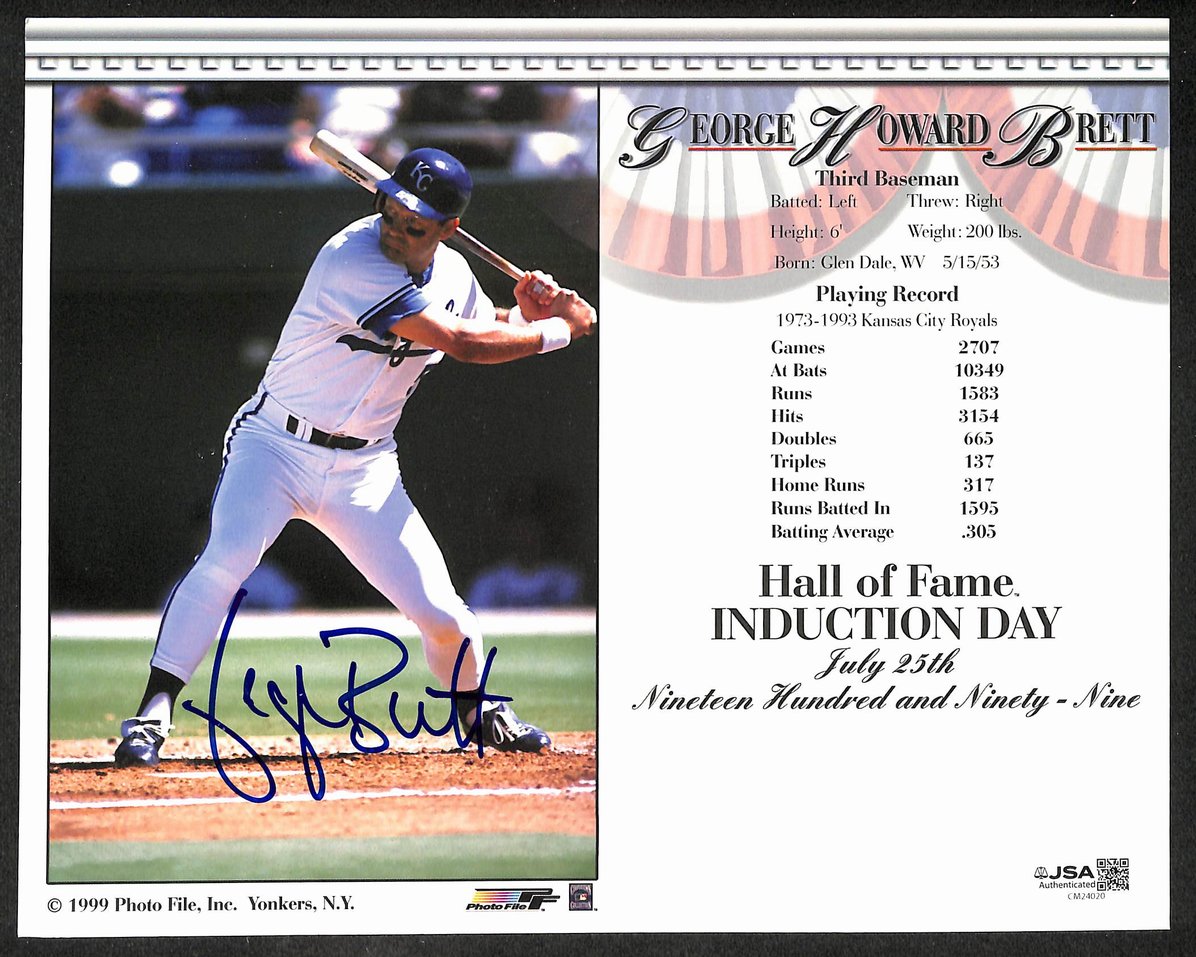 George Brett Autographed/Signed 8x10 HOF Induction Day Photo Royals JSA 209821