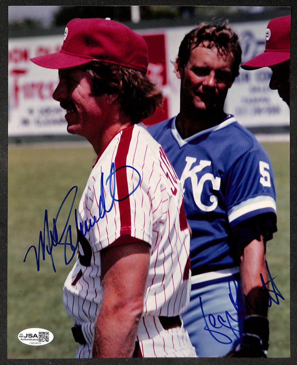 Mike Schmidt & George Brett HOF Duel Autographed/Signed 8x10 Photo JSA 209836