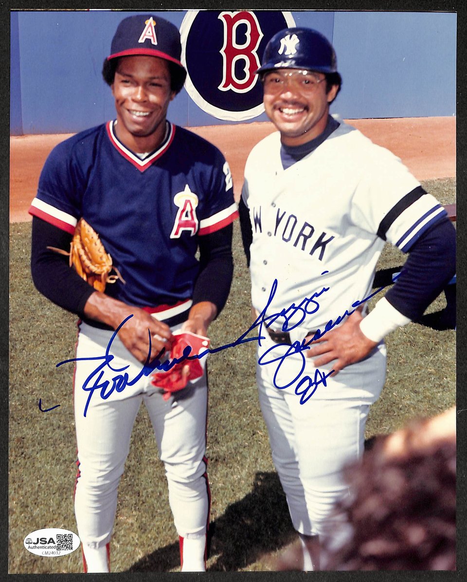 Rod Carew & Reggie Jackson HOF Duel Autographed/Signed 8x10 Photo JSA 209837