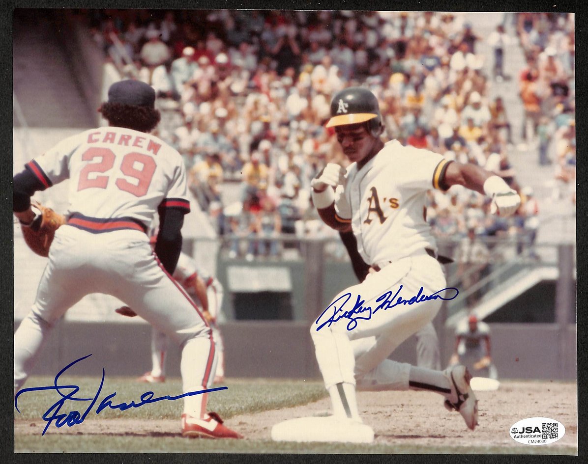Rod Carew & Rickey Henderson HOF Autographed/Signed 8x10 Photo  JSA 209838