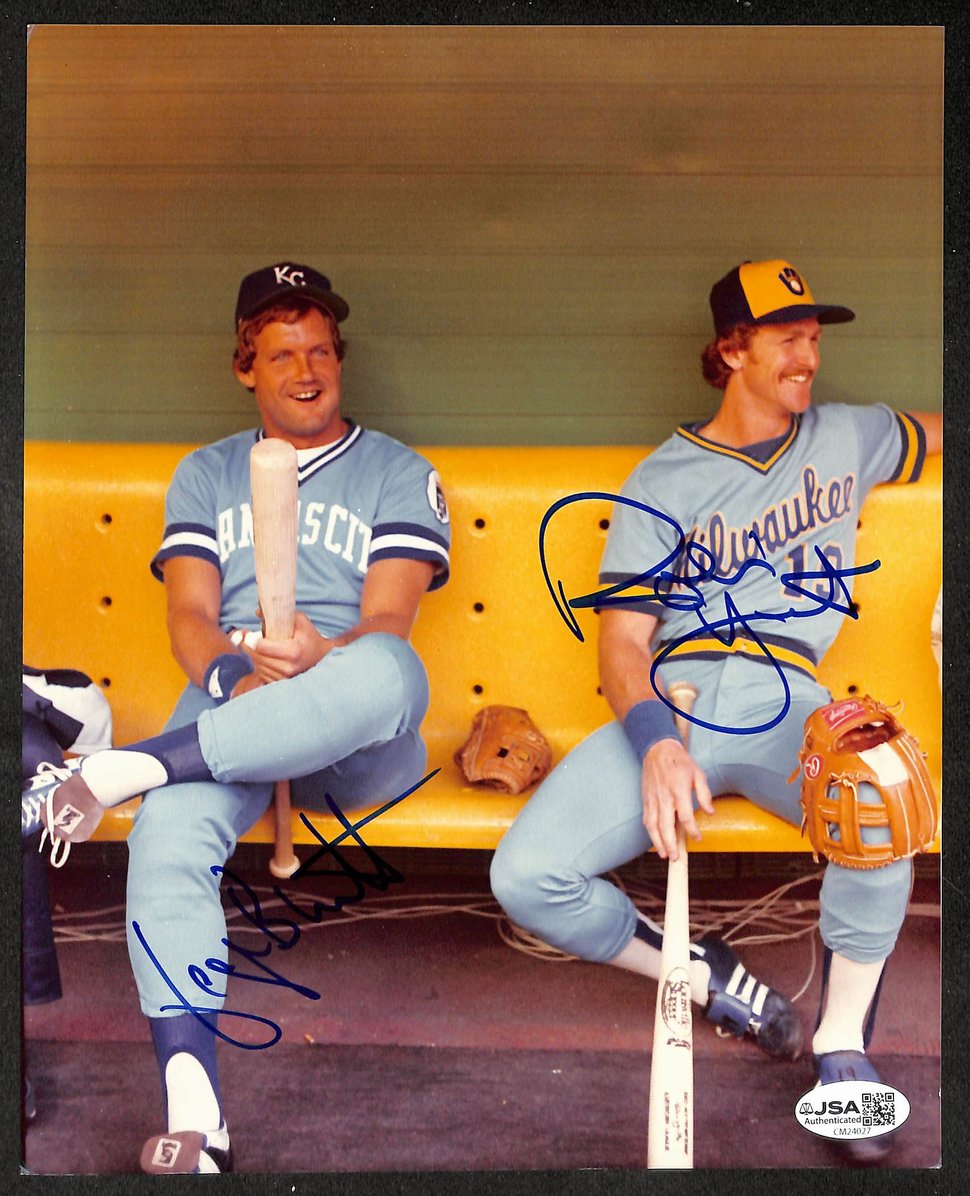 George Brett & Robin Yount HOF Duel Autographed/Signed 8x10 Photo  JSA 209841