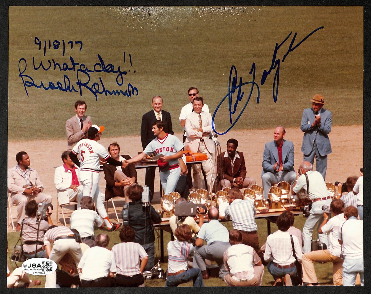 Brooks Robinson & Carl Yastrzemski HOF Autographed/Signed 8x10 Photo JSA 209843