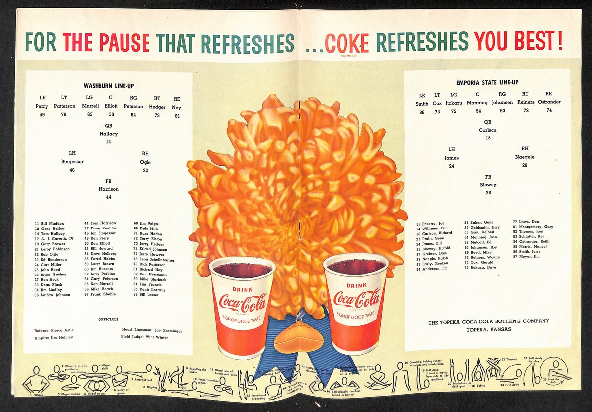 1960 Wasburn vs Emporia St. Moore Bowl Official Program 209684