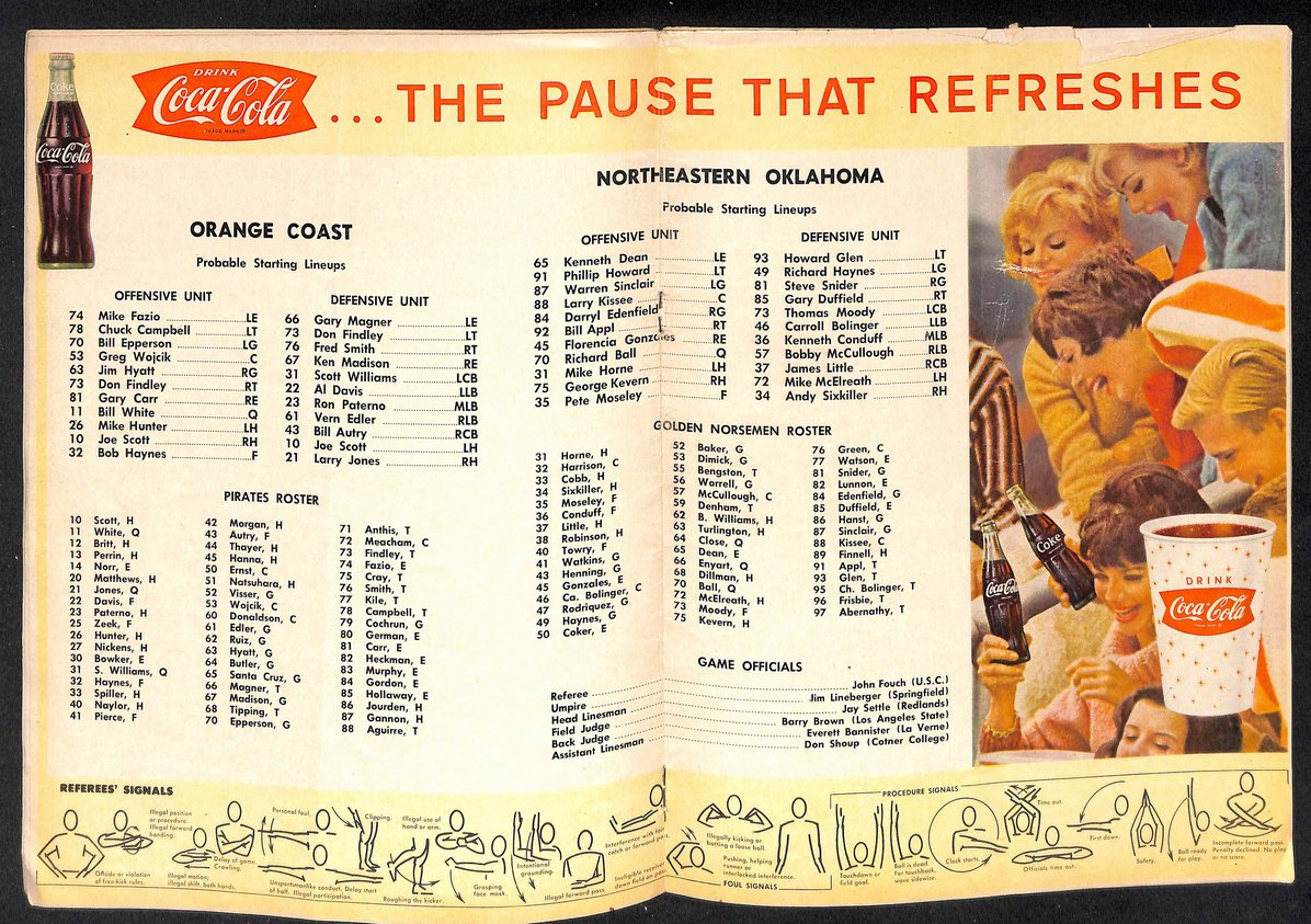 1963 Orange Coast vs NE Oklahoma A&M 18th Jr Rose Bowl Official Program 209687