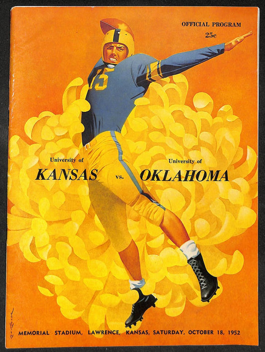 1952 Kansas vs Oklahoma Memorial Stadium Official Program 209691